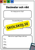 Decimaler och vikt - Blandade uppgifter - Åk 5 - 6