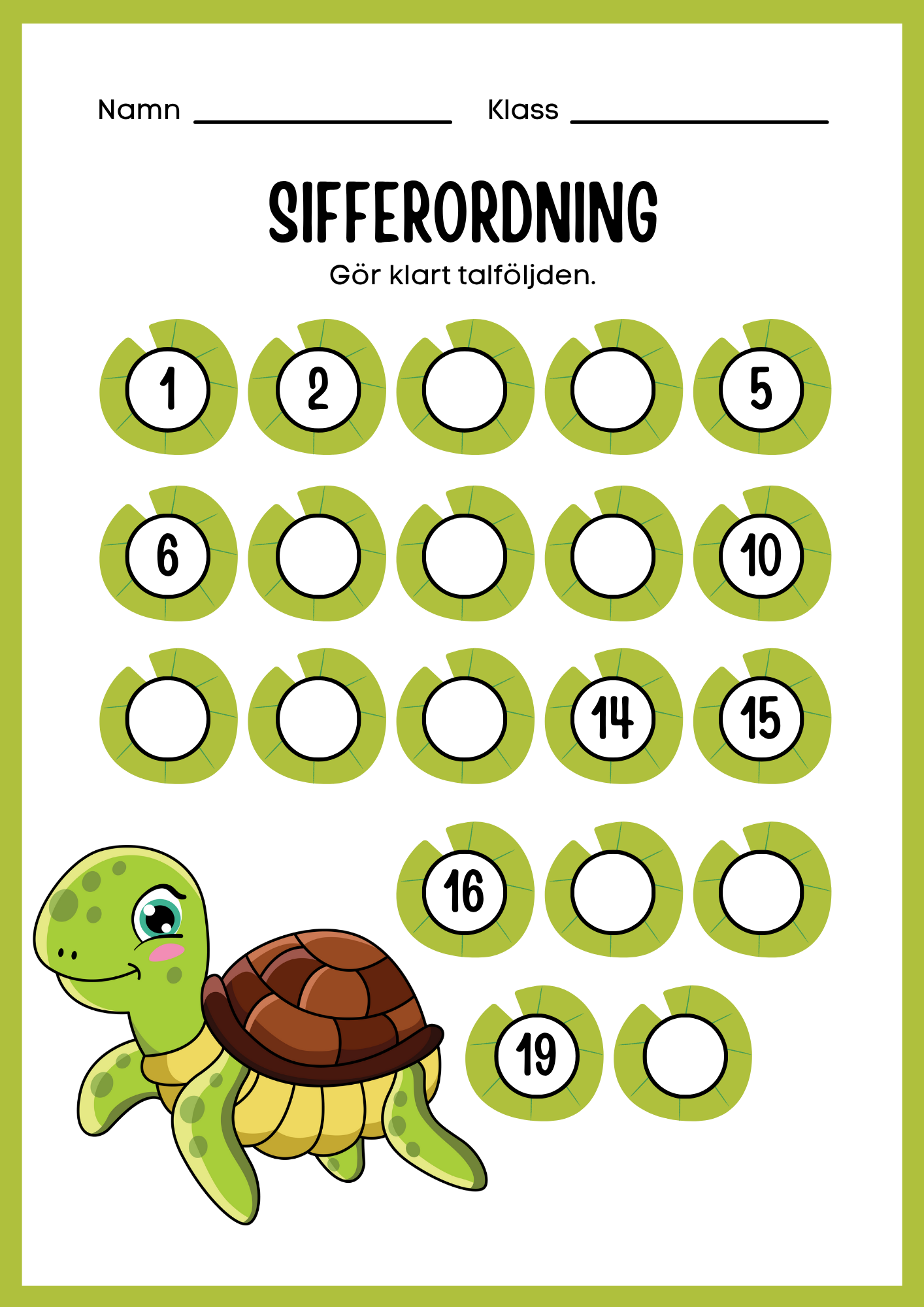 Sifferordning 1 - 20