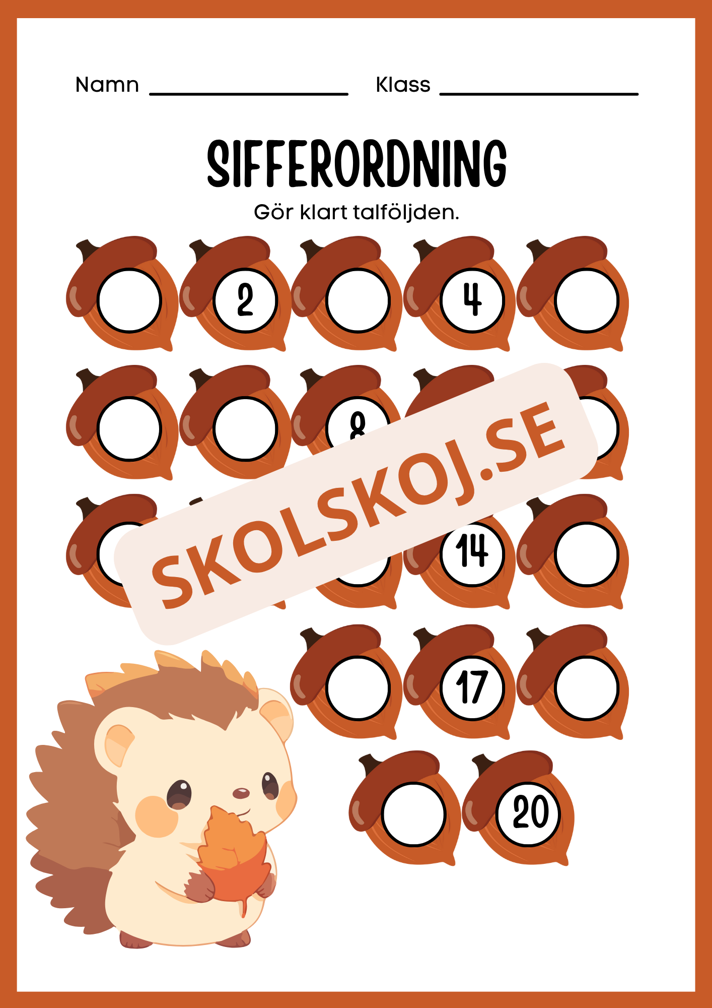 Sifferordning 1 - 20