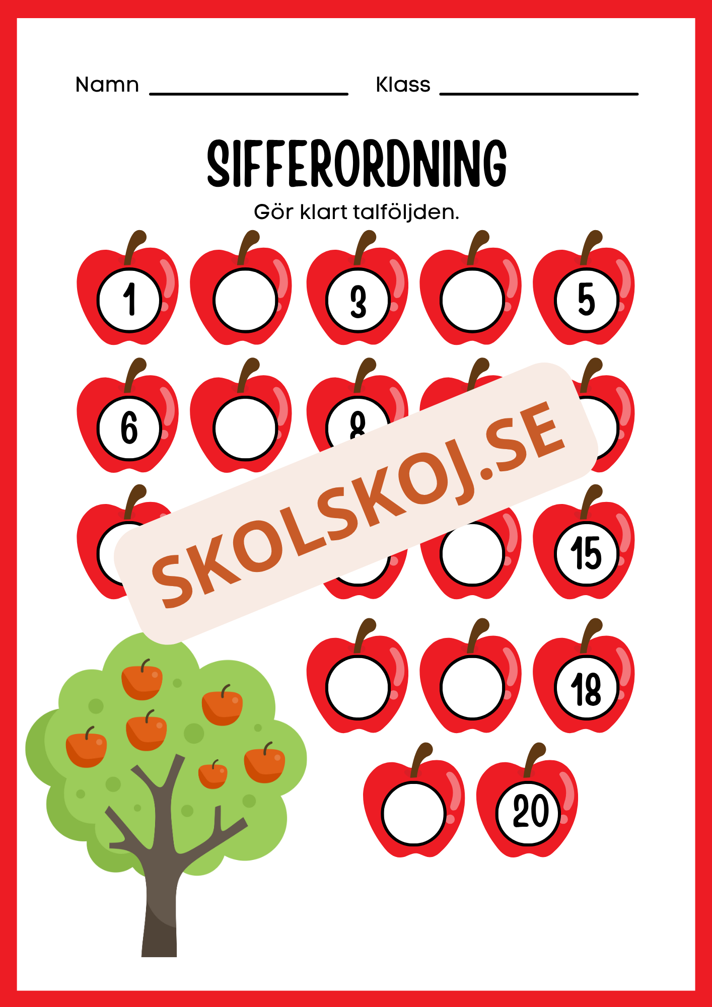 Sifferordning 1 - 20