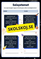 Solsystemet - Arbetsblad