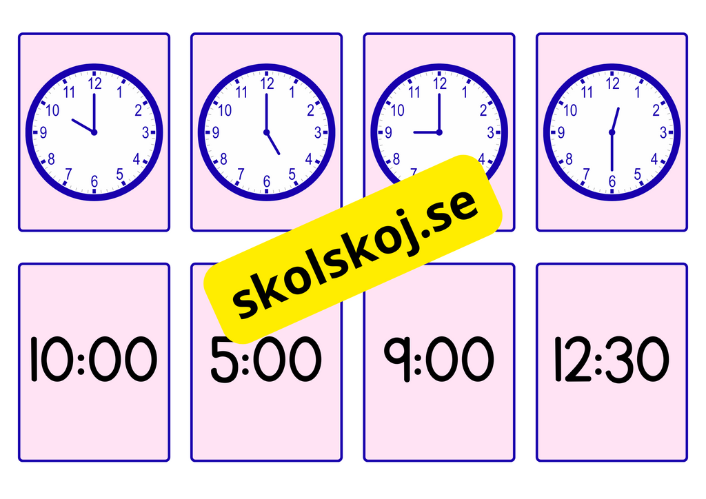 Klockan - Flashkort - Storlek A5