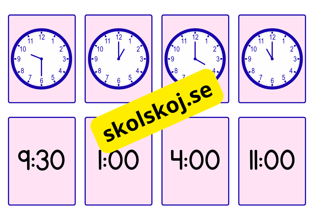 Klockan - Flashkort - Storlek A5