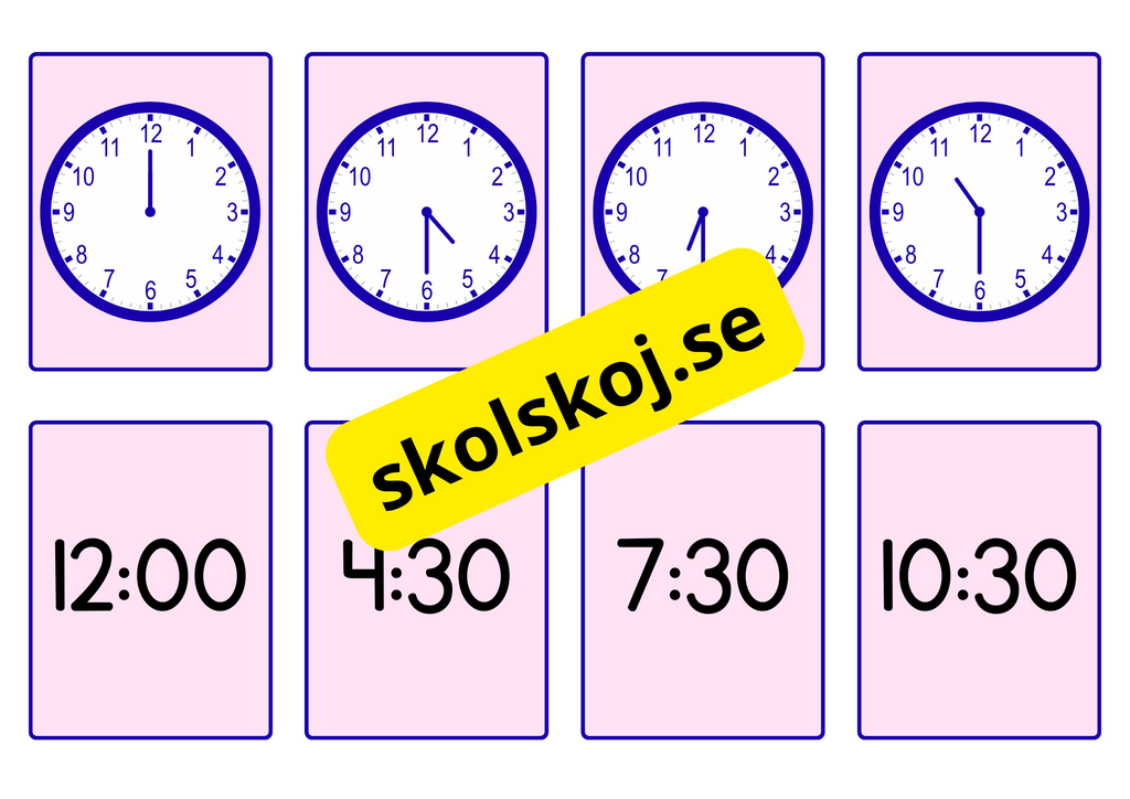 Klockan - Flashkort - Storlek A5
