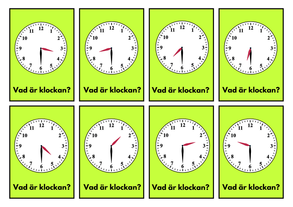 Vad är klockan - A5 storlek - Flashkort