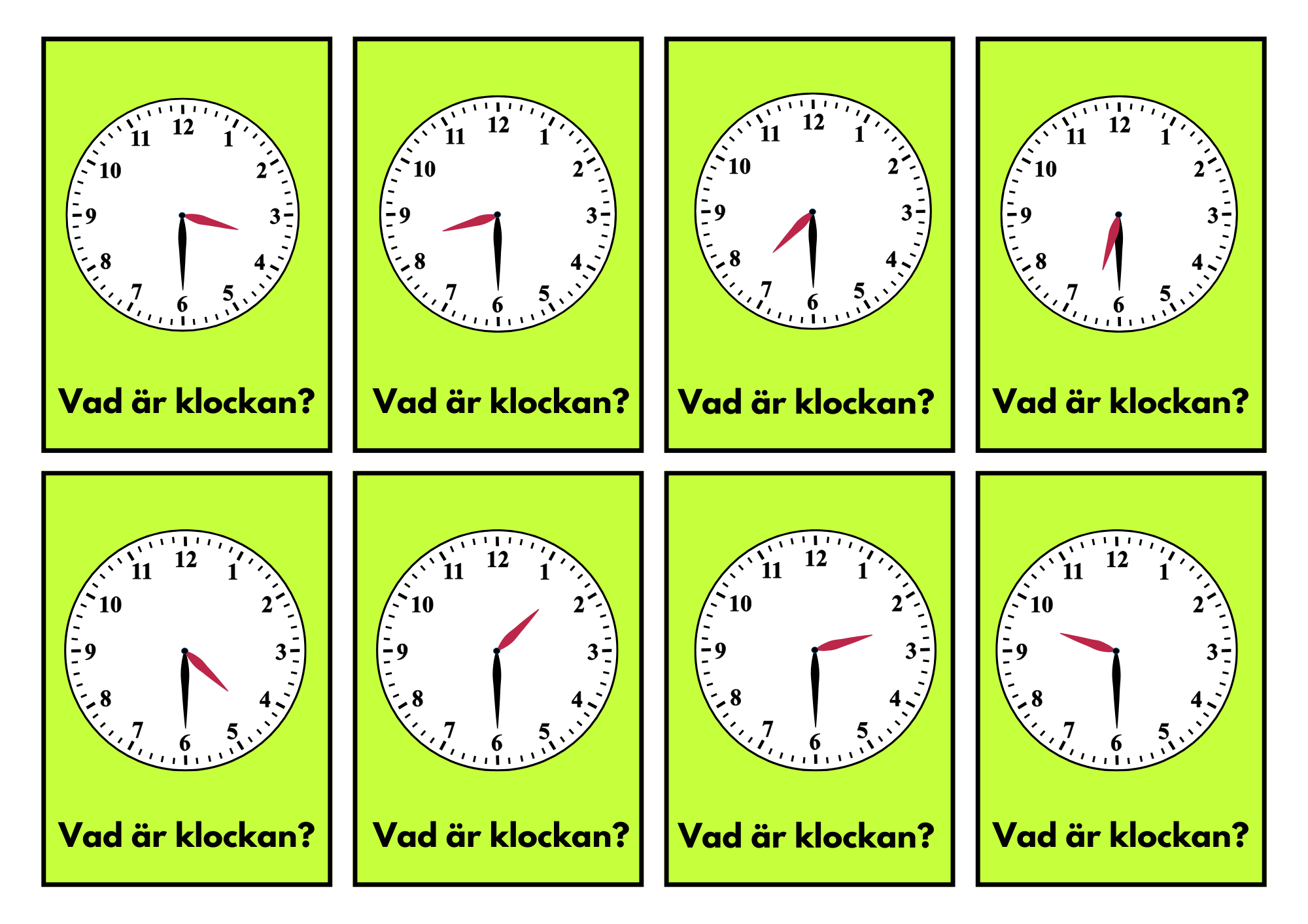 Vad är klockan - A5 storlek - Flashkort