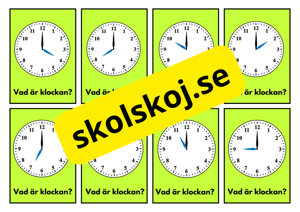 Vad är klockan - A5 storlek - Flashkort