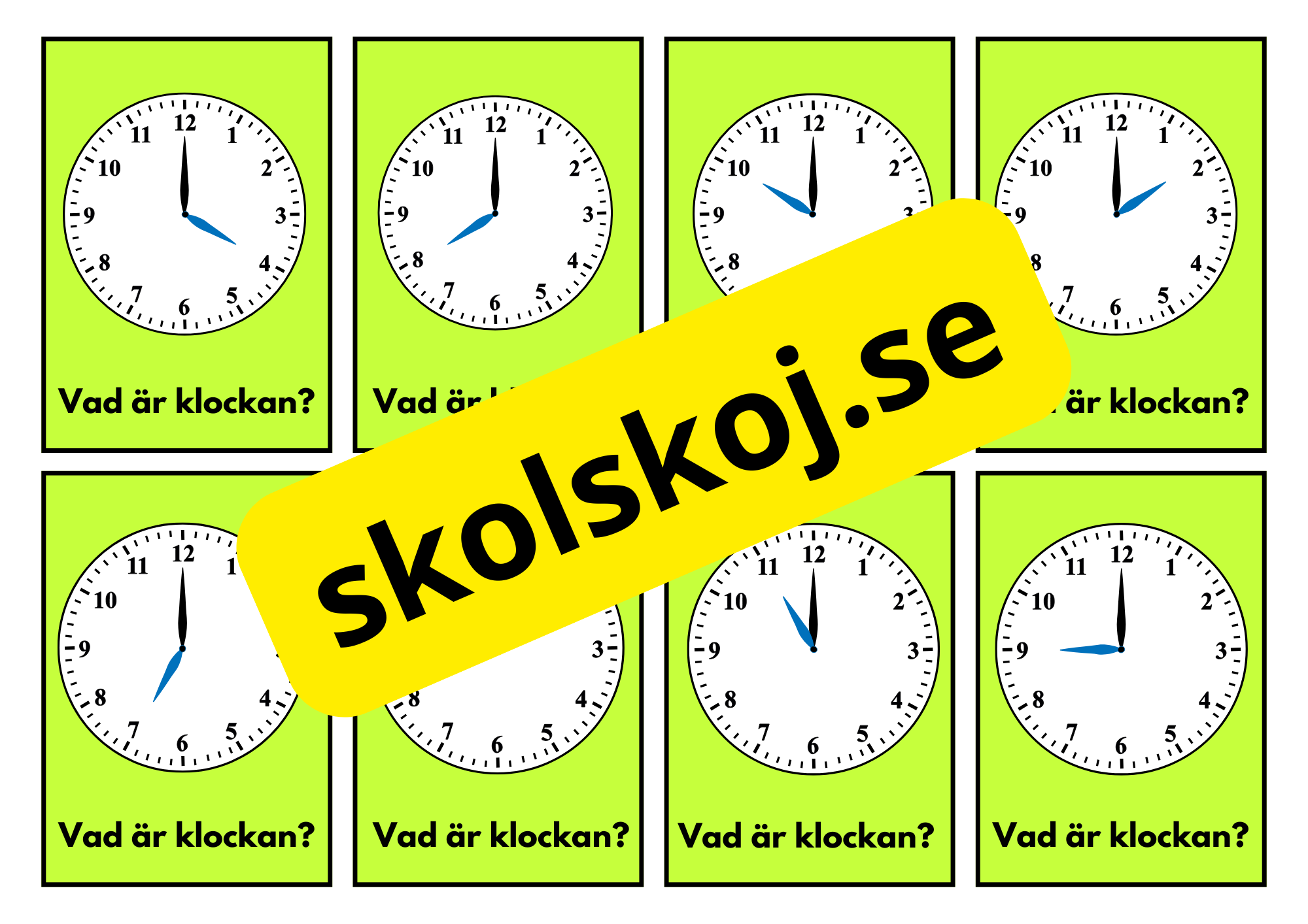 Vad är klockan - A5 storlek - Flashkort