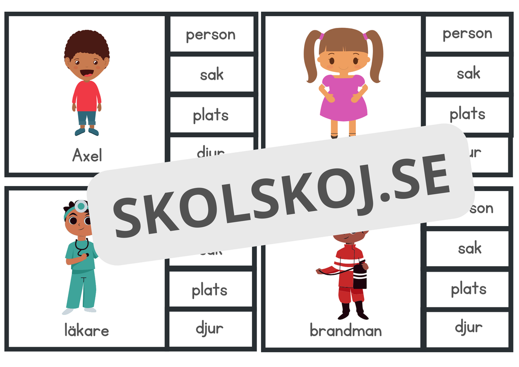 Introduktion till substantiv - klädnypskort
