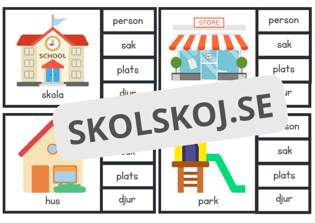Introduktion till substantiv - klädnypskort