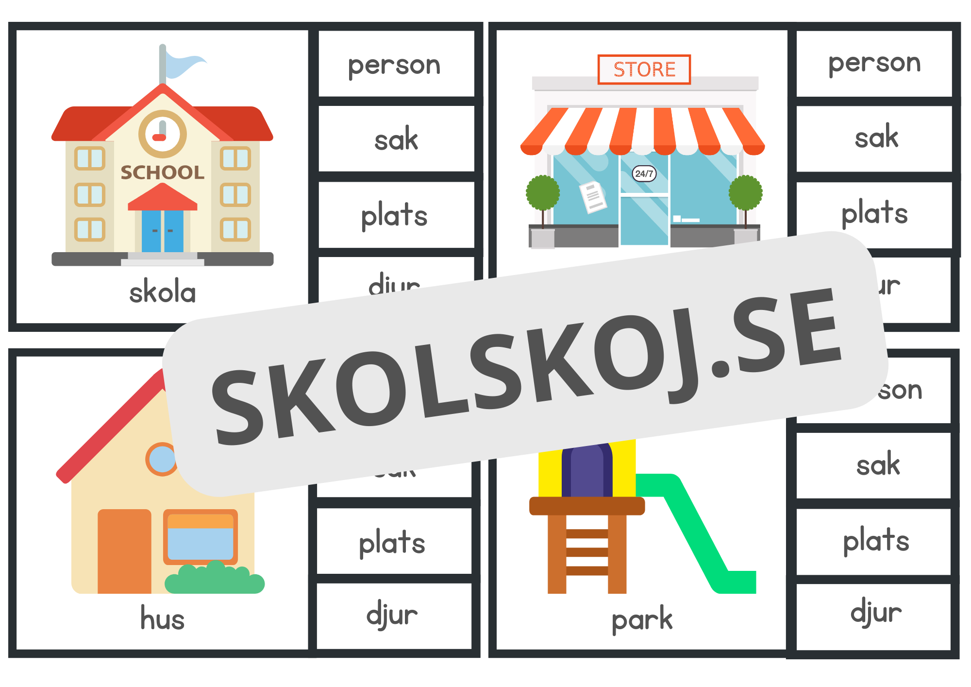 Introduktion till substantiv - klädnypskort