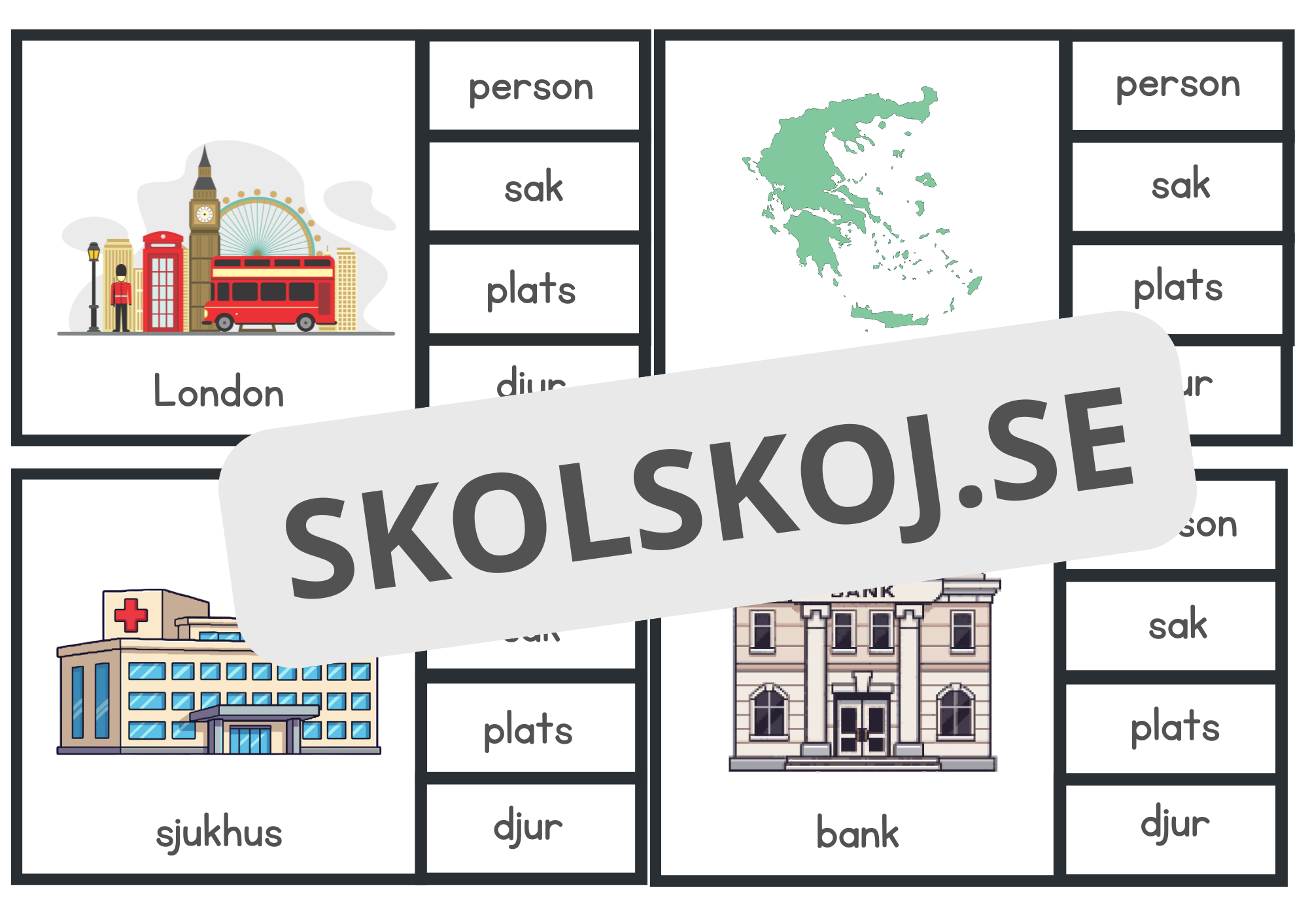 Introduktion till substantiv - klädnypskort