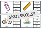 Introduktion till substantiv - klädnypskort