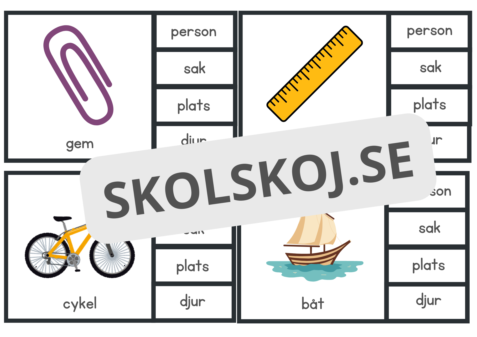 Introduktion till substantiv - klädnypskort