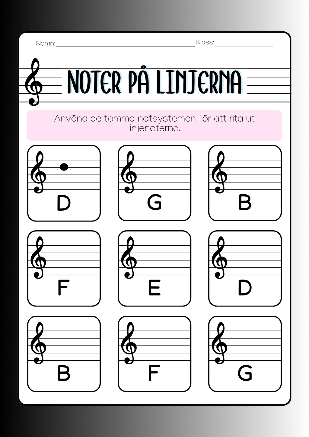 Noter på linjerna