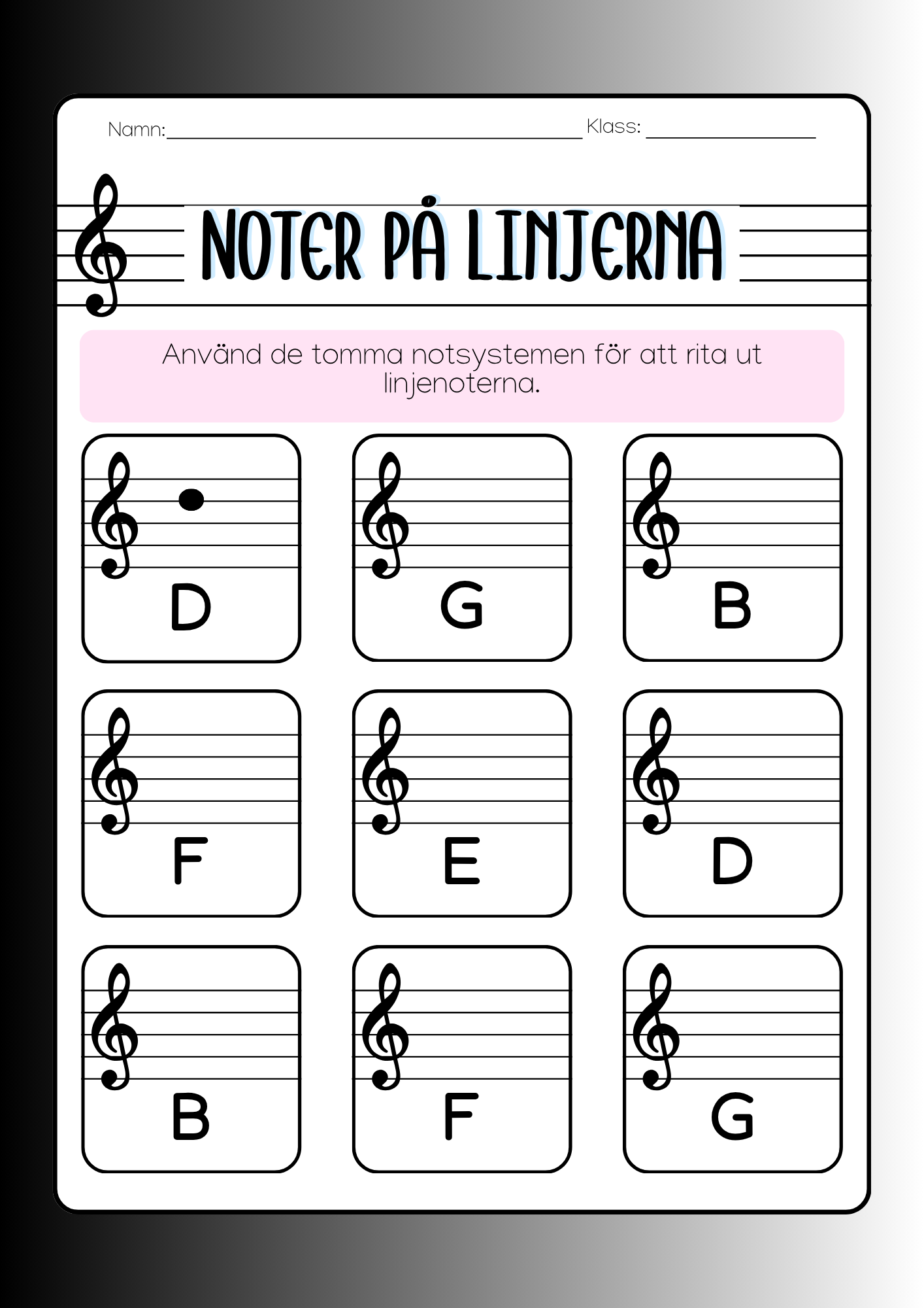 Noter på linjerna