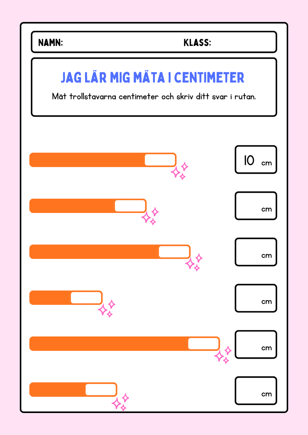 Jag lär mig mäta i centimeter