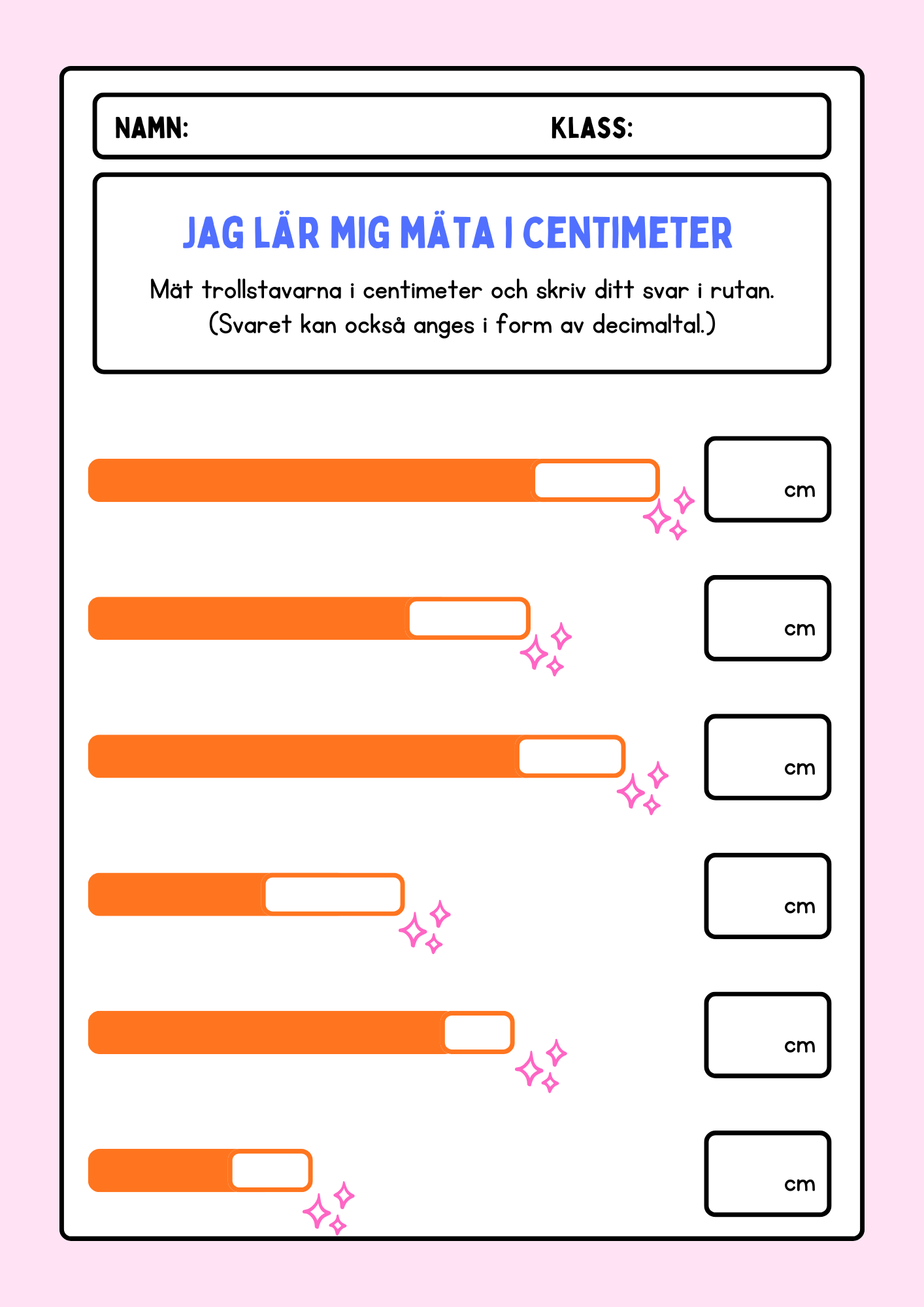 Jag lär mig mäta i centimeter