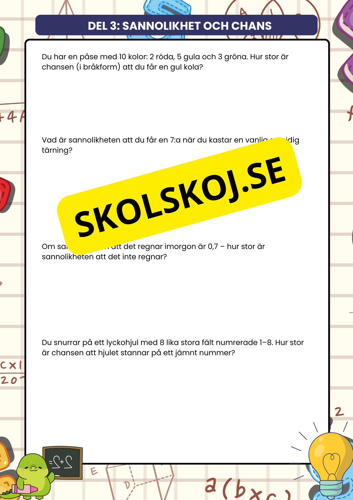 Statistik och diagram - Extra uppgifter