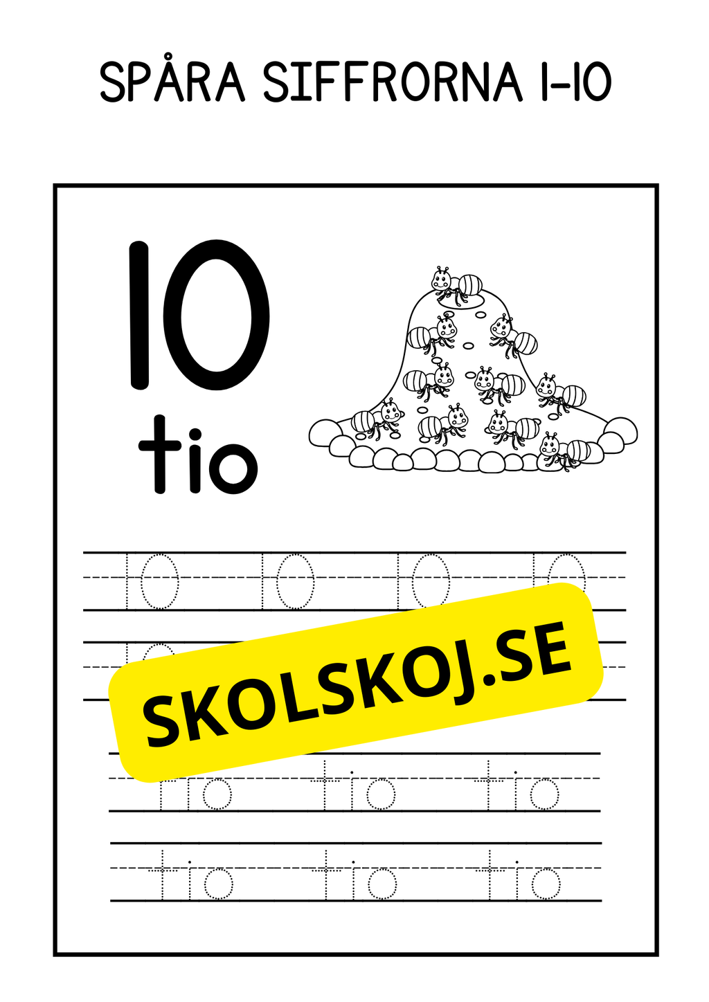 Spåra siffrorna 1-10 - Häfte