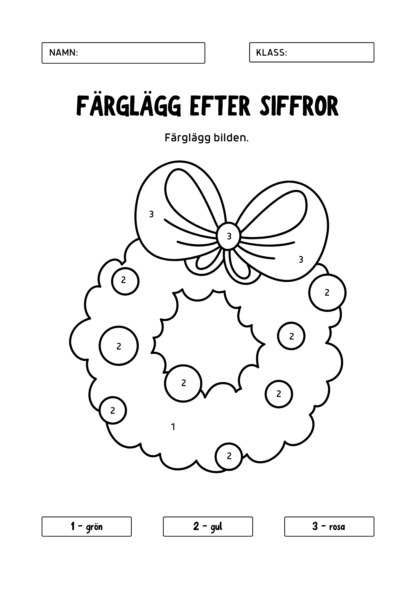 Färglägg efter siffror - Jul