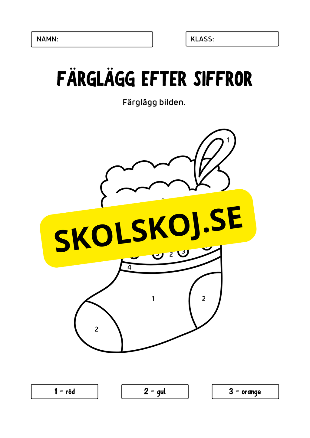 Färglägg efter siffror - Jul