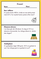 Procent - Häfte - Övningsuppgifter