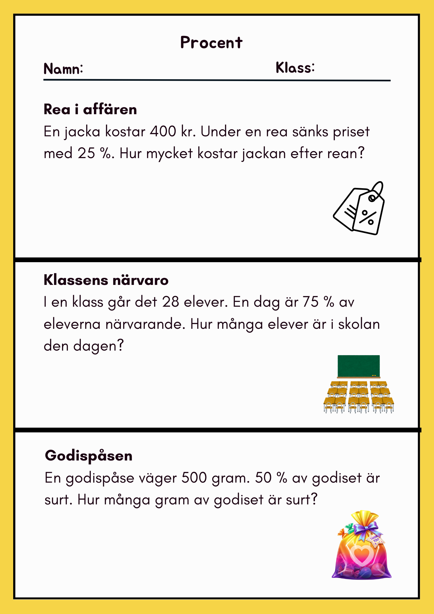 Procent - Häfte - Övningsuppgifter