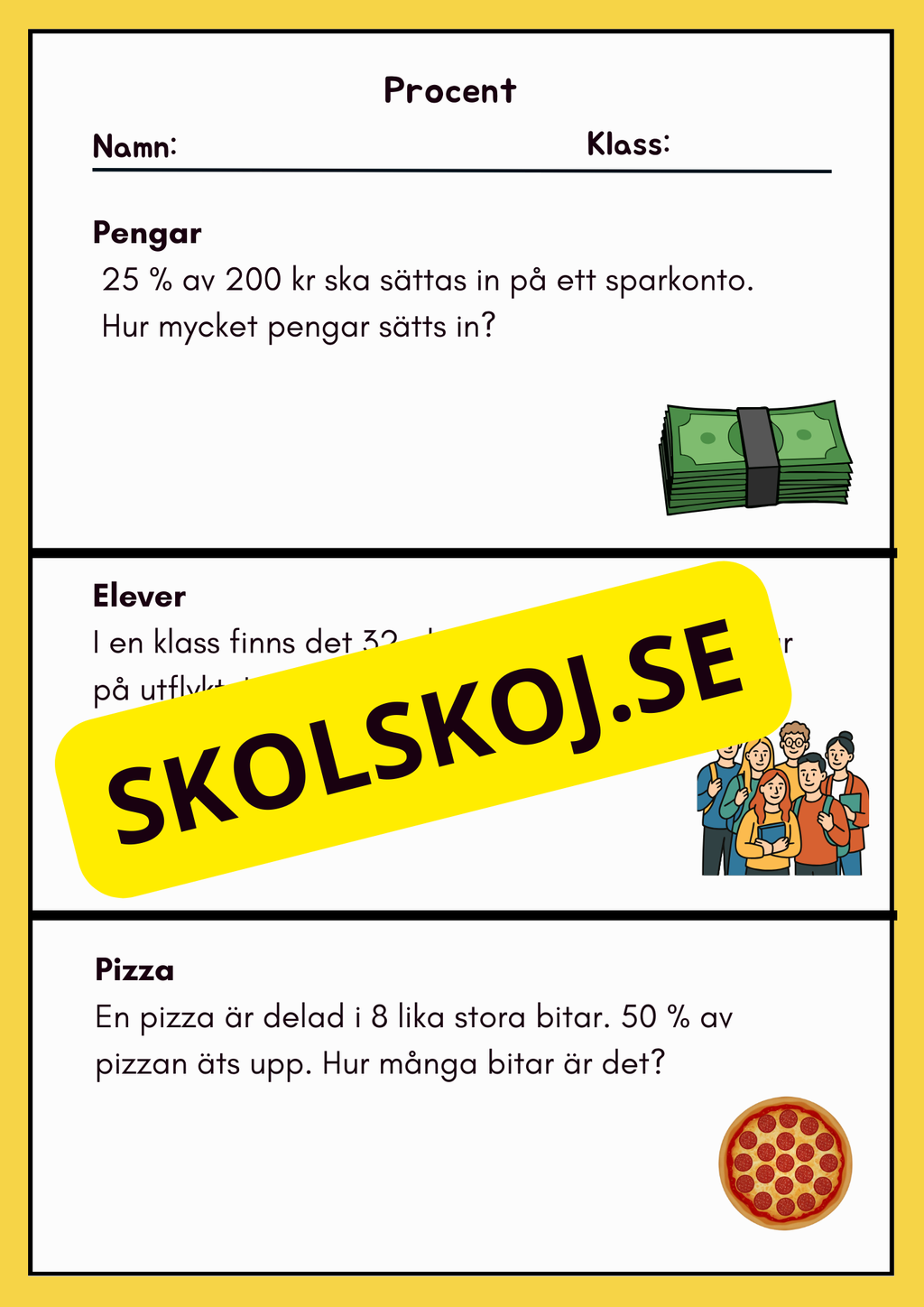 Procent - Häfte - Övningsuppgifter