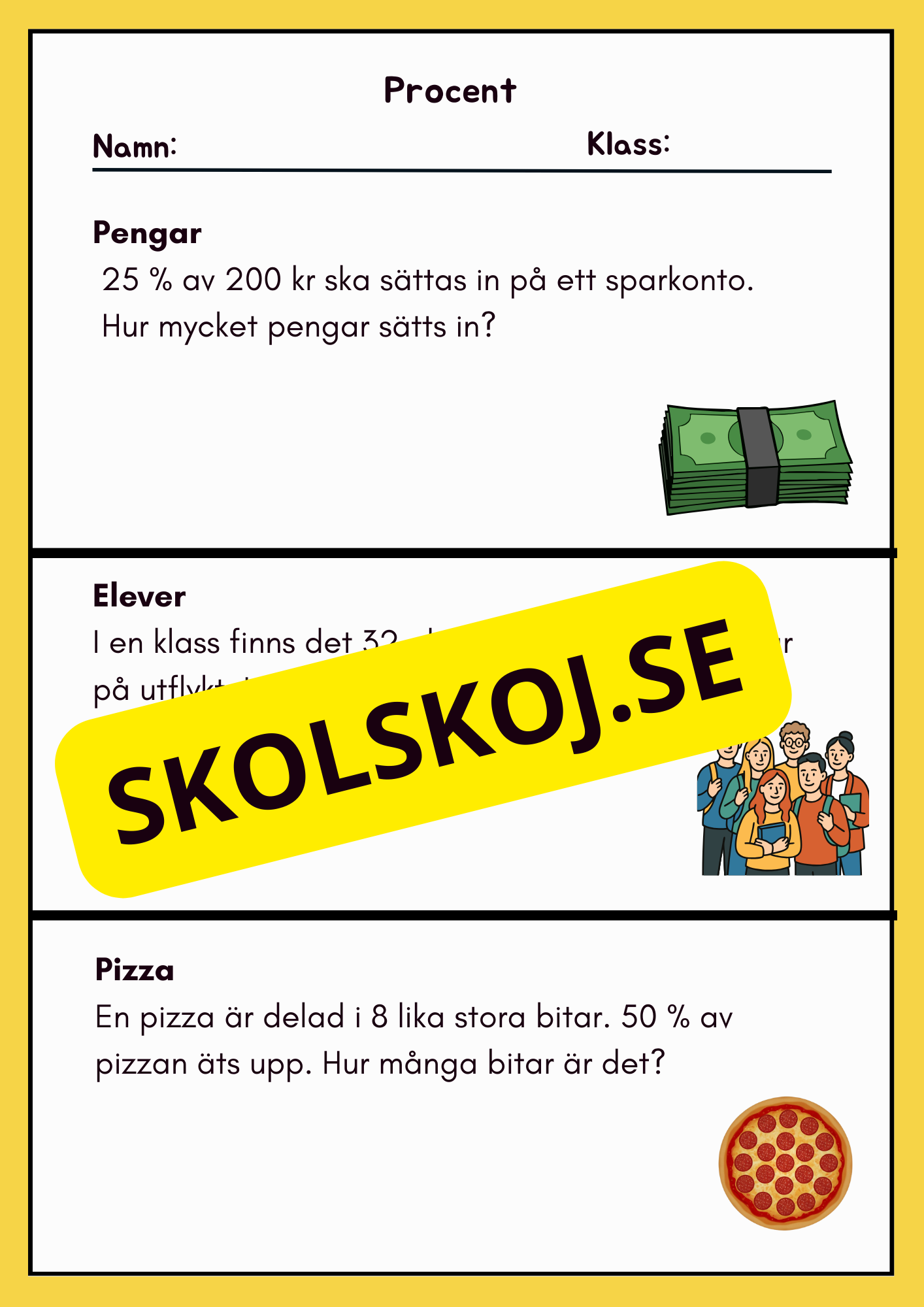 Procent - Häfte - Övningsuppgifter