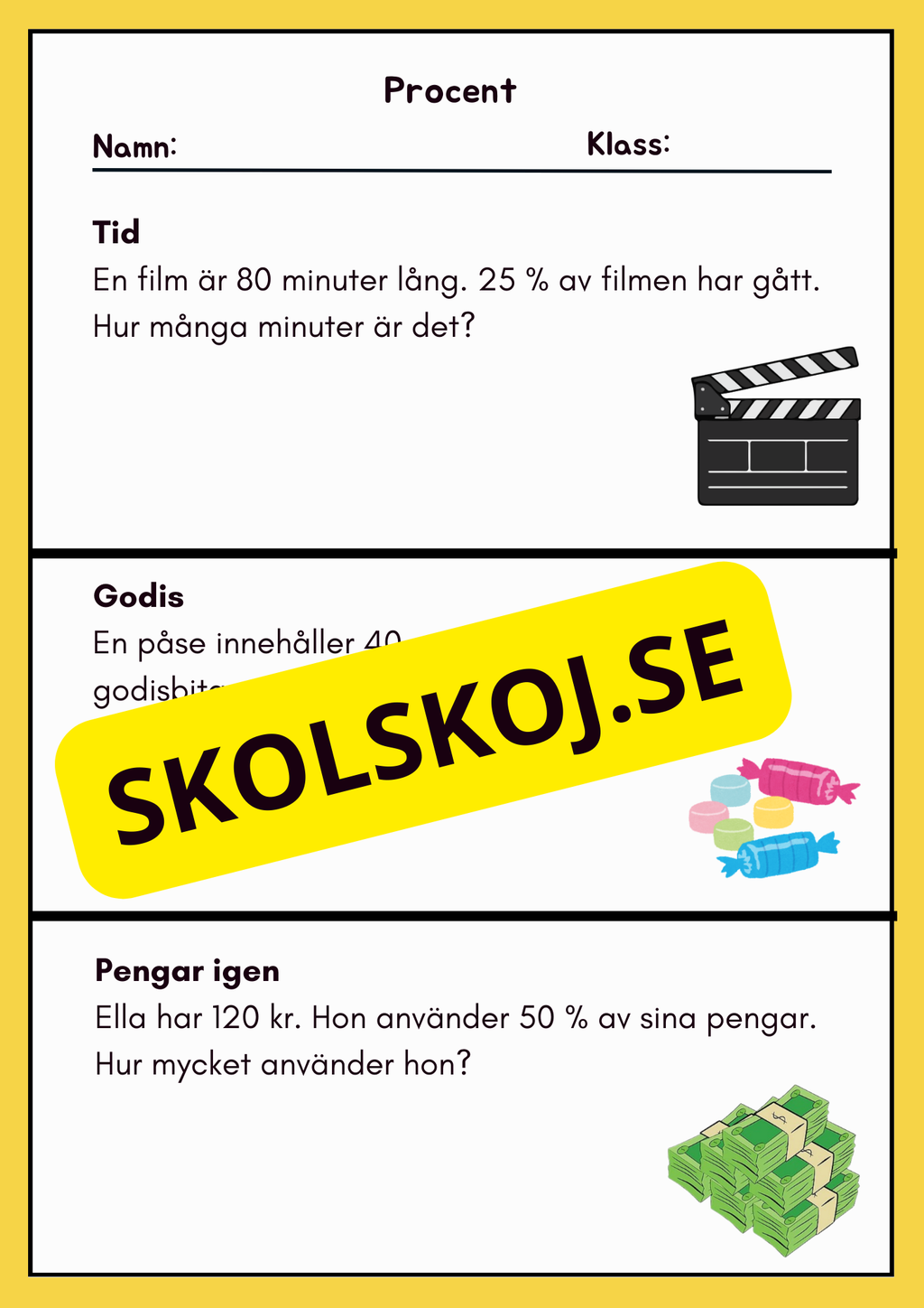 Procent - Häfte - Övningsuppgifter