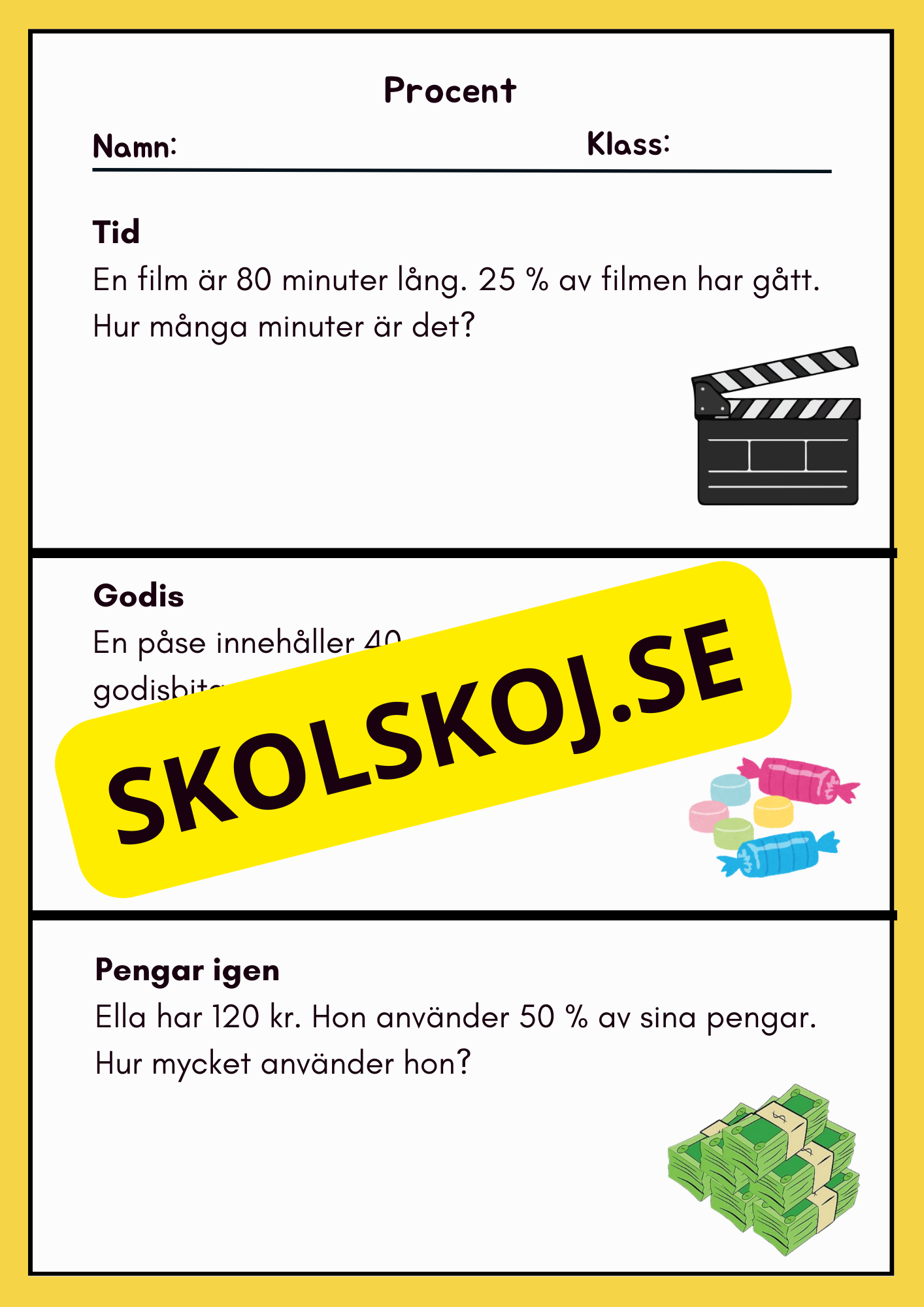 Procent - Häfte - Övningsuppgifter