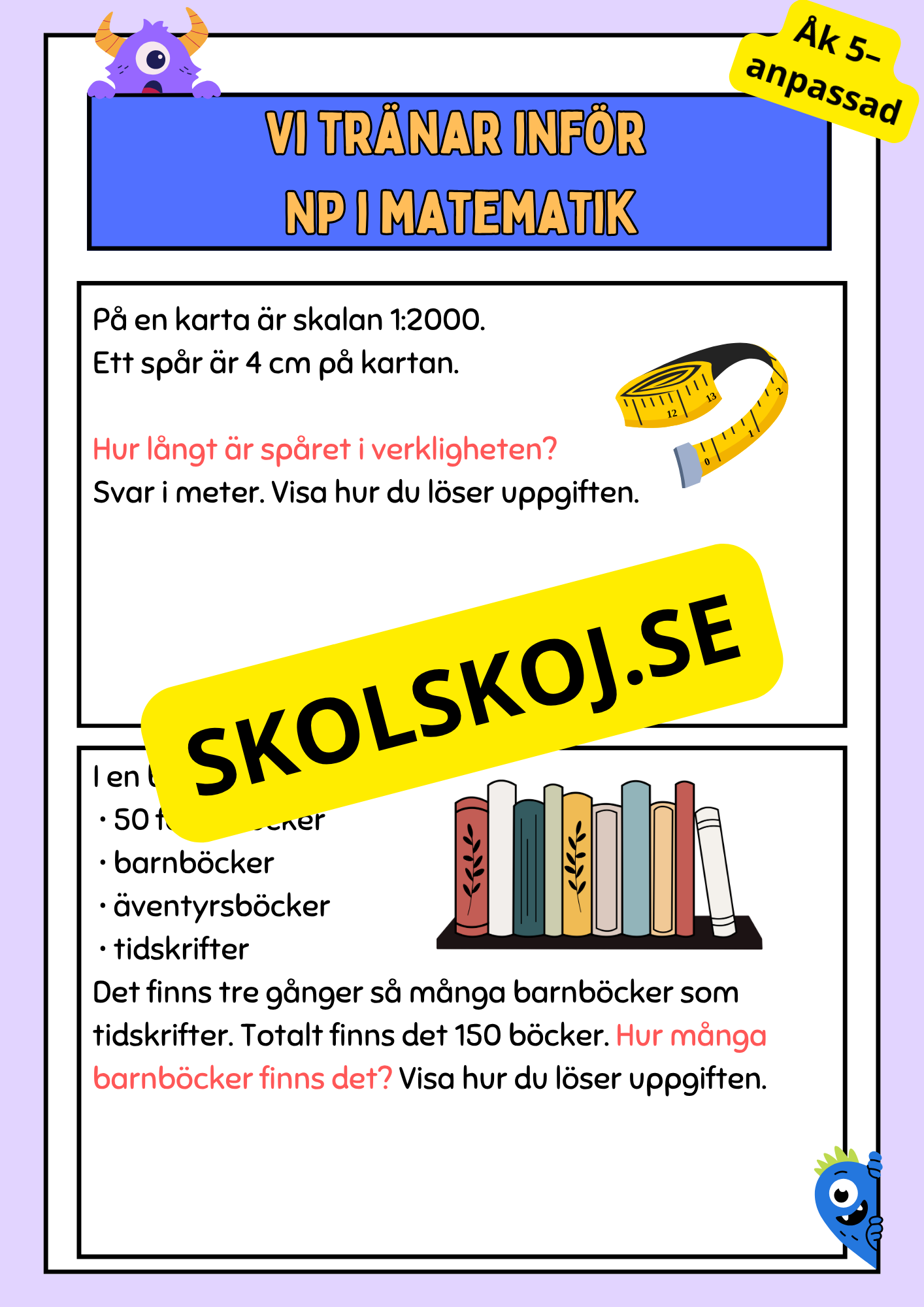 Vi tränar inför NP i matematik - Åk 5–anpassad