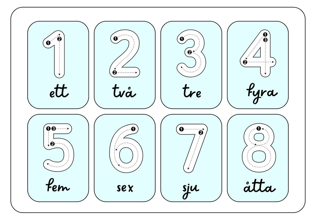 Sifferkort flashkort - A5 format