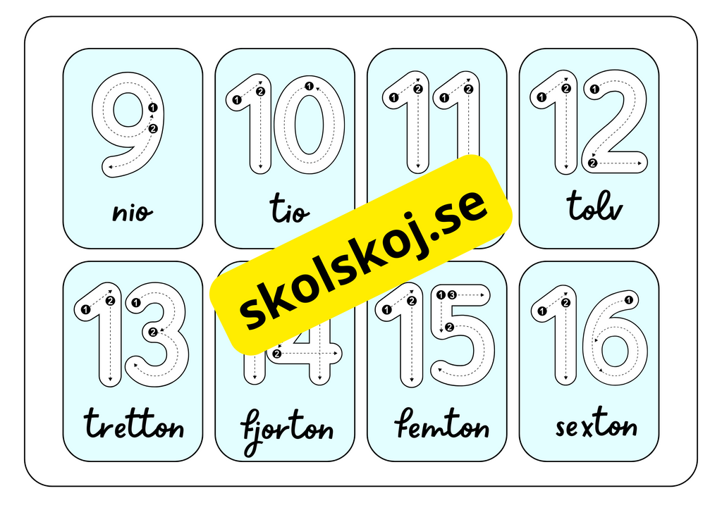 Sifferkort flashkort - A5 format