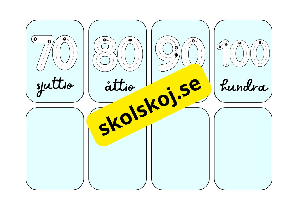 Sifferkort flashkort - A5 format