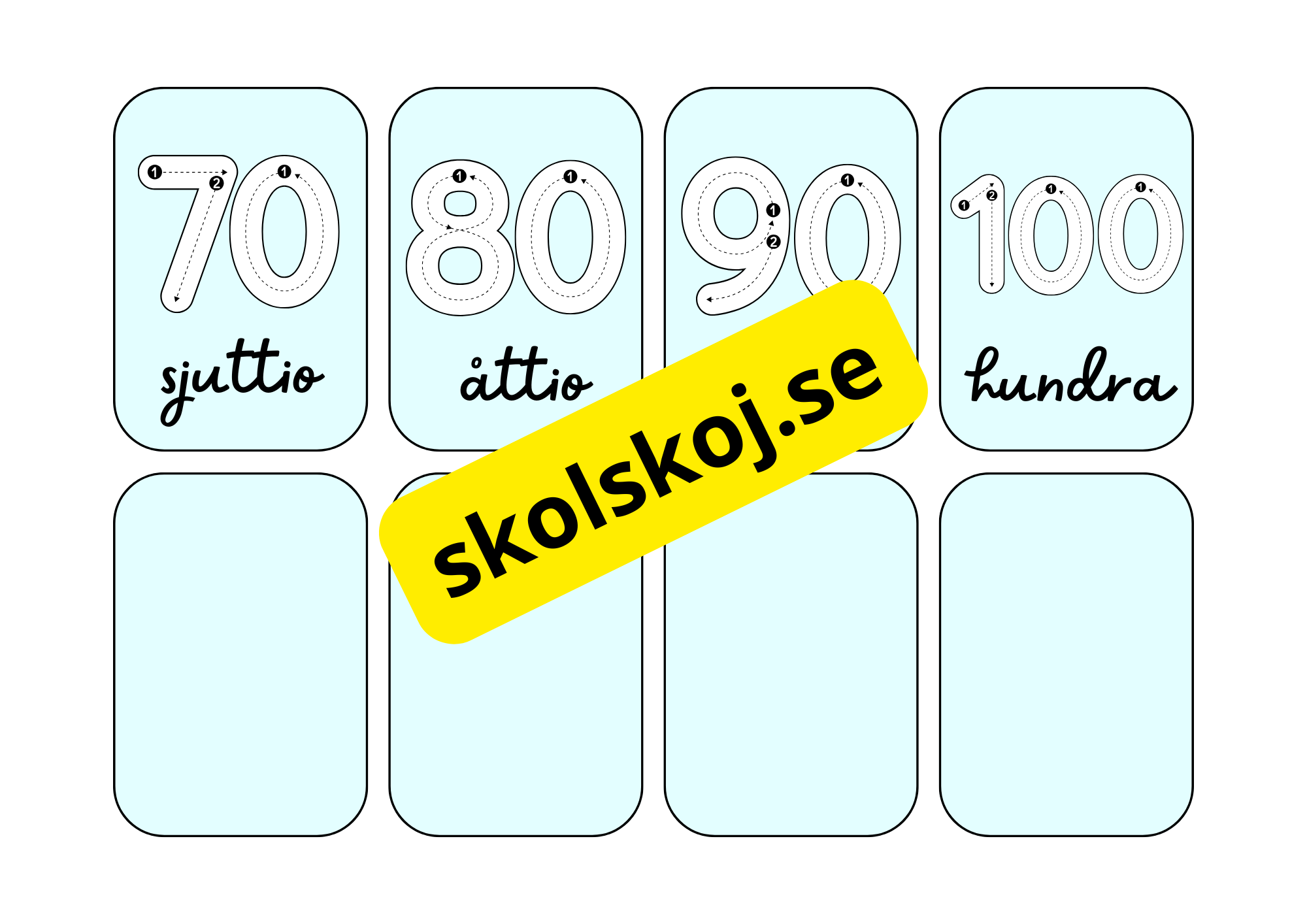 Sifferkort flashkort - A5 format