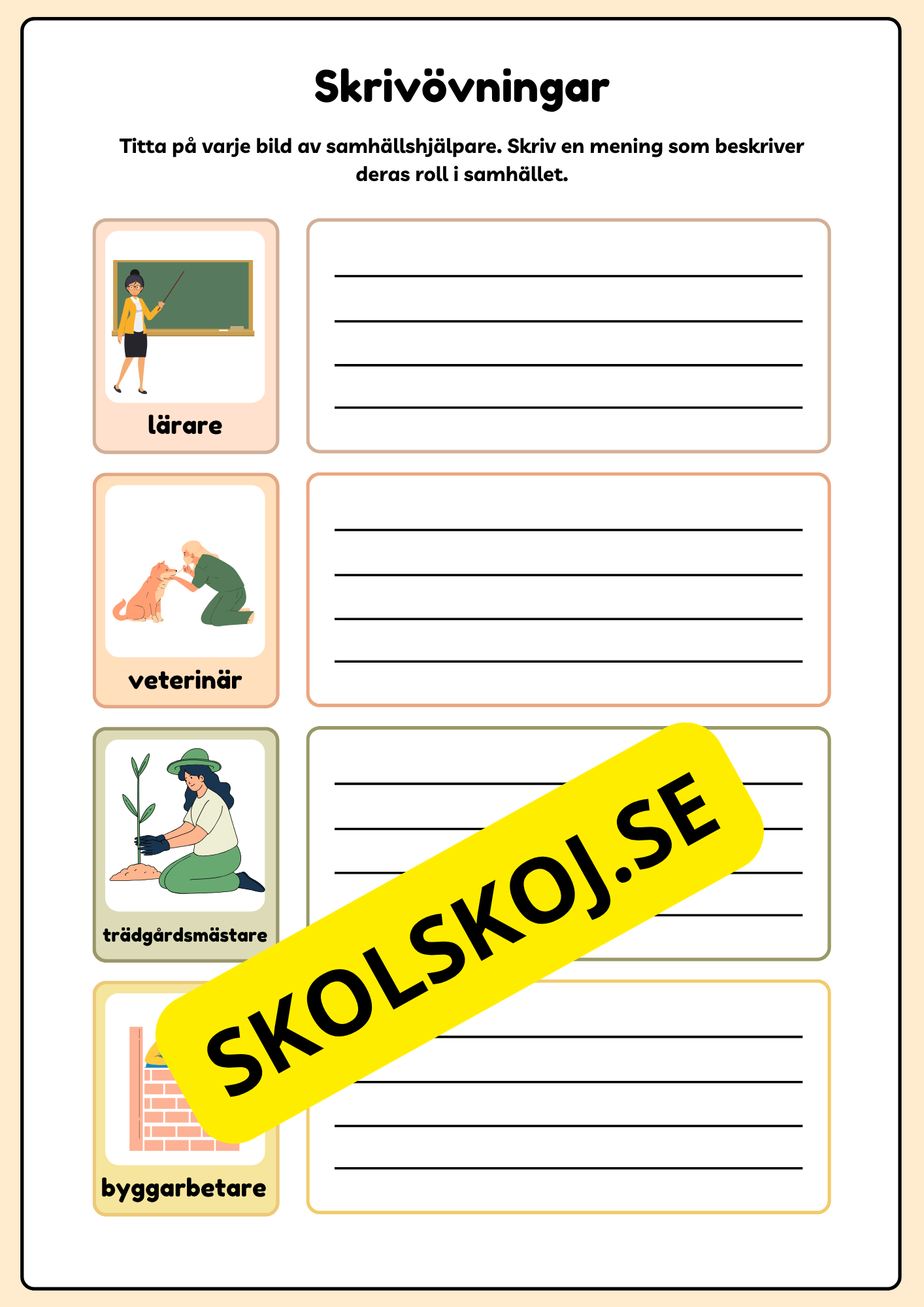 Skrivövningar - Tema yrken