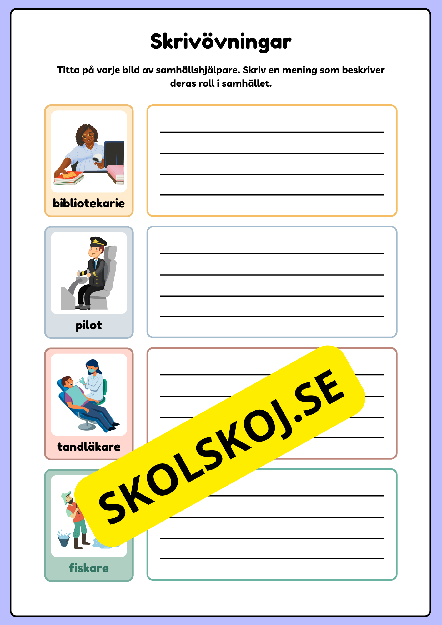 Skrivövningar - Tema yrken