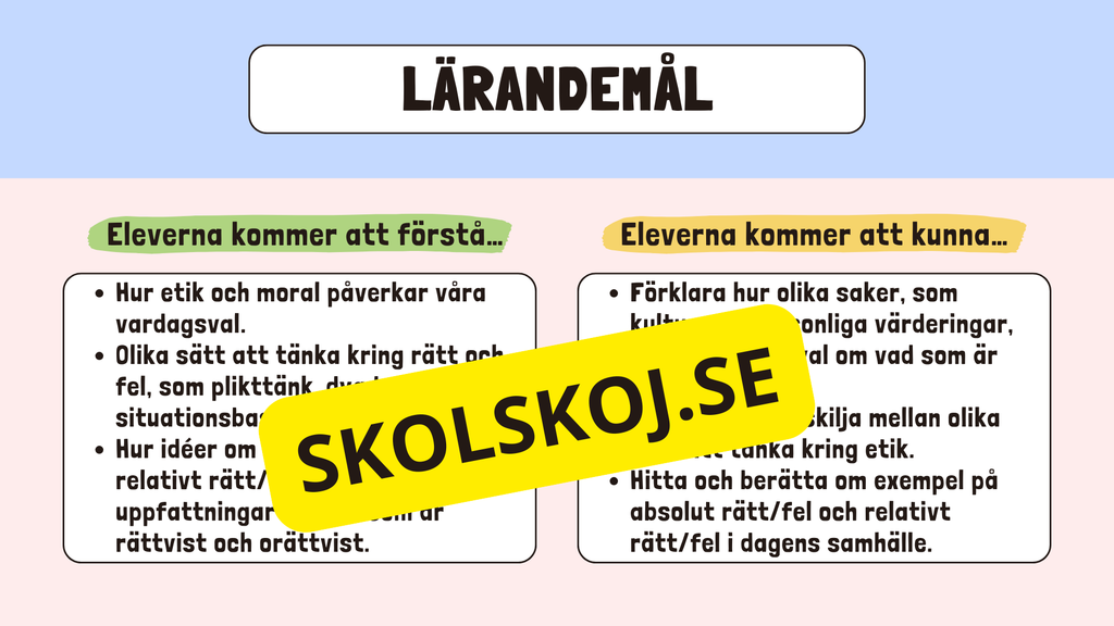 Etik och moral - Årskurs 6 - 9