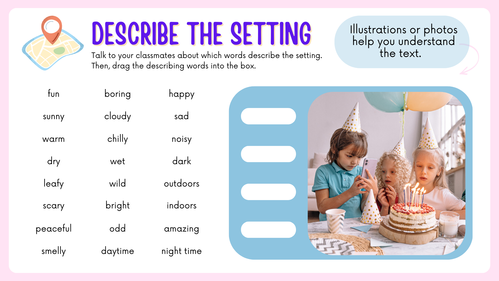 Describe the Setting - Engelska