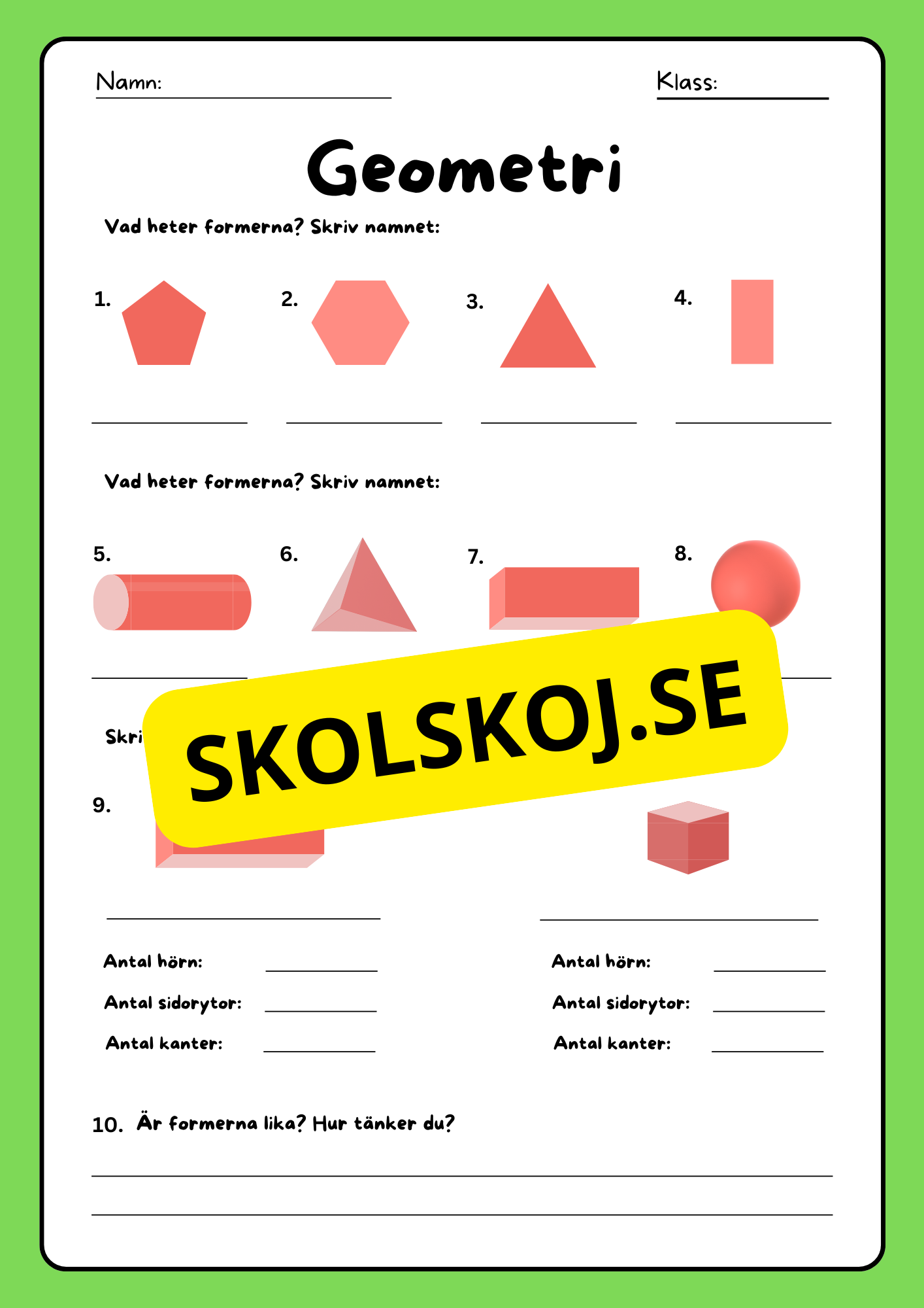 Geometri - Geometriska former - Årskurs 5 - 6