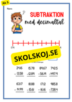 Decimaltal och vikt - Blandade uppgifter - Årskurs 5