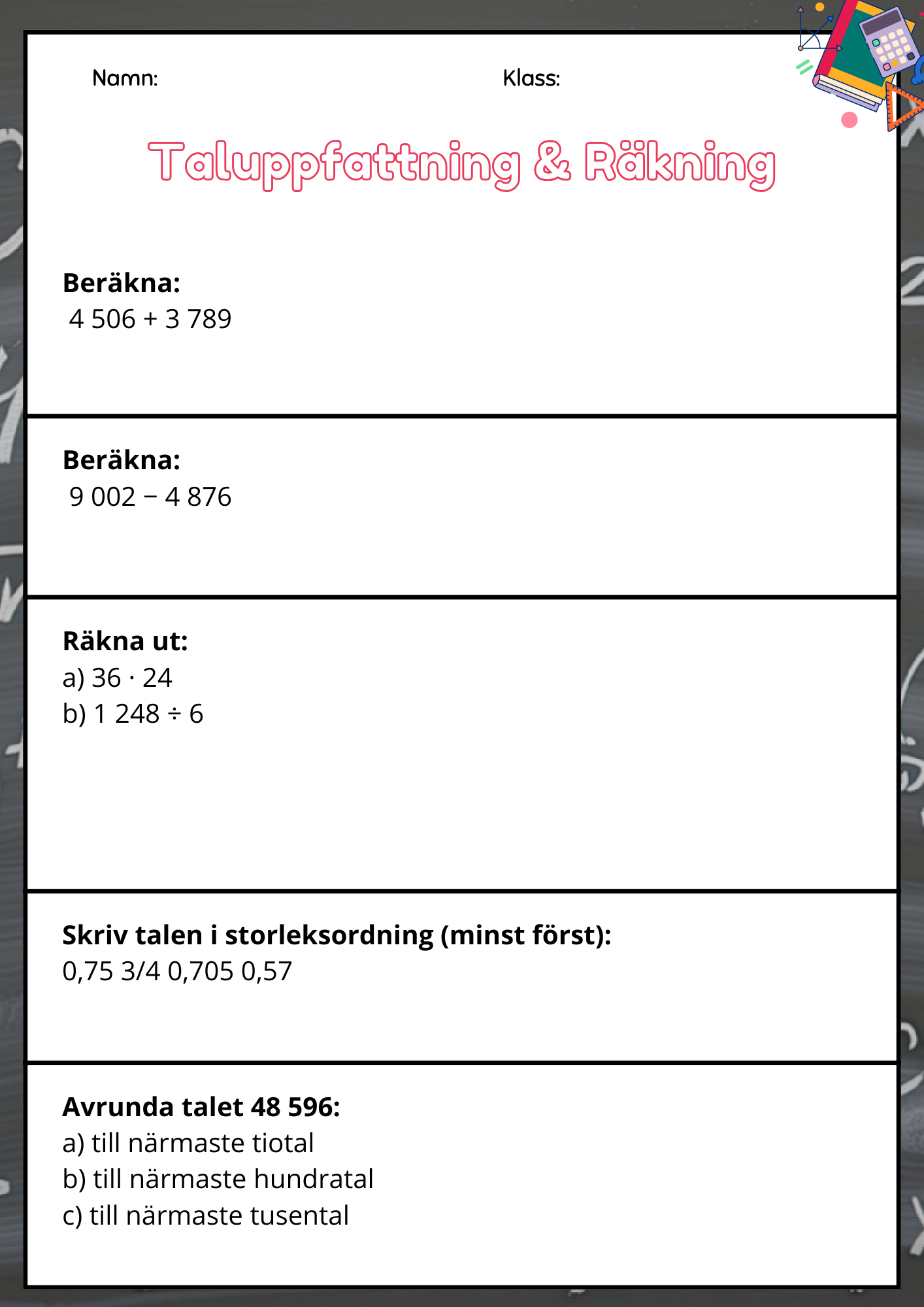Nationella Prov – Matematik - Årskurs 6