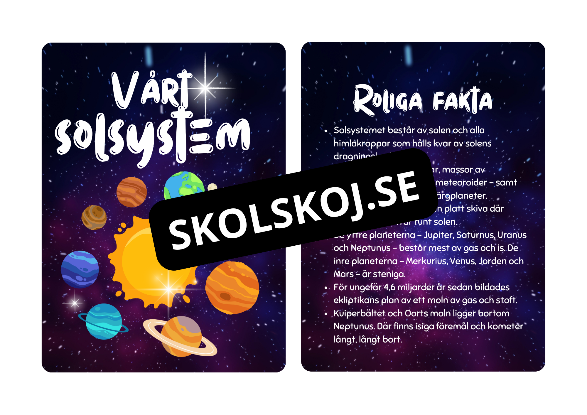Vårt solsystem - Flashkort