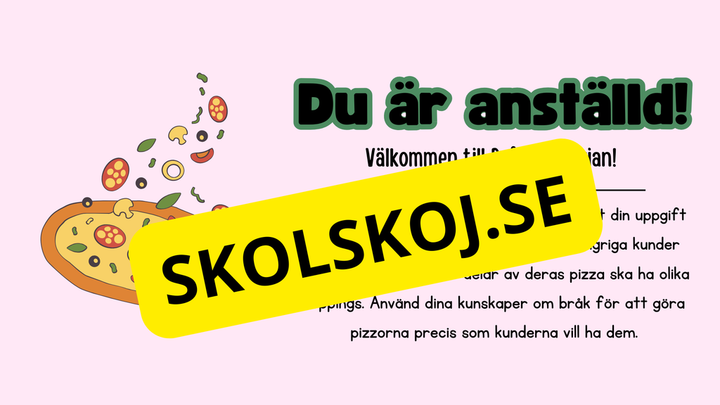 Bråk-pizzerian - Spel