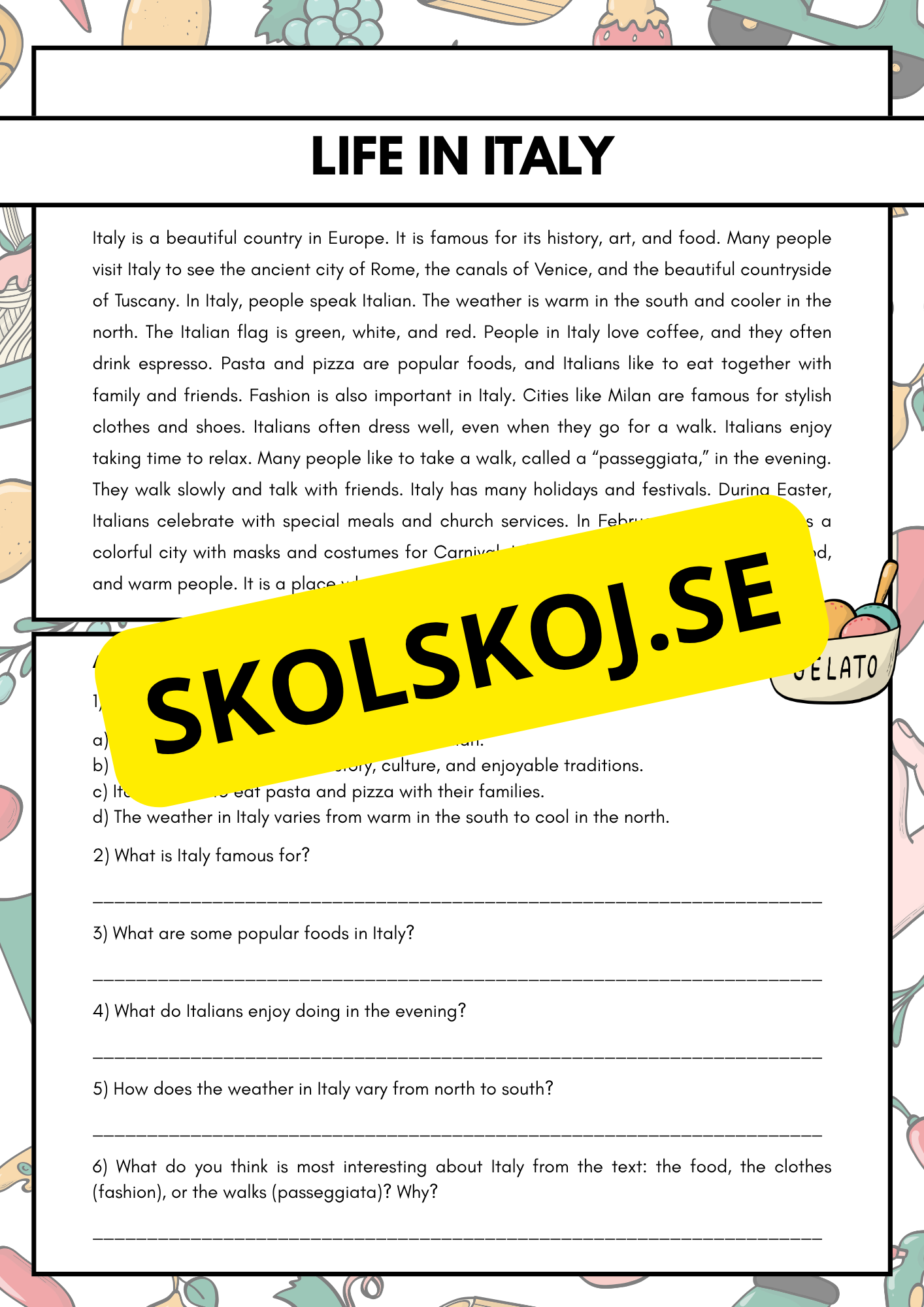 Engelska- Läsförståelse - Åtta olika texter