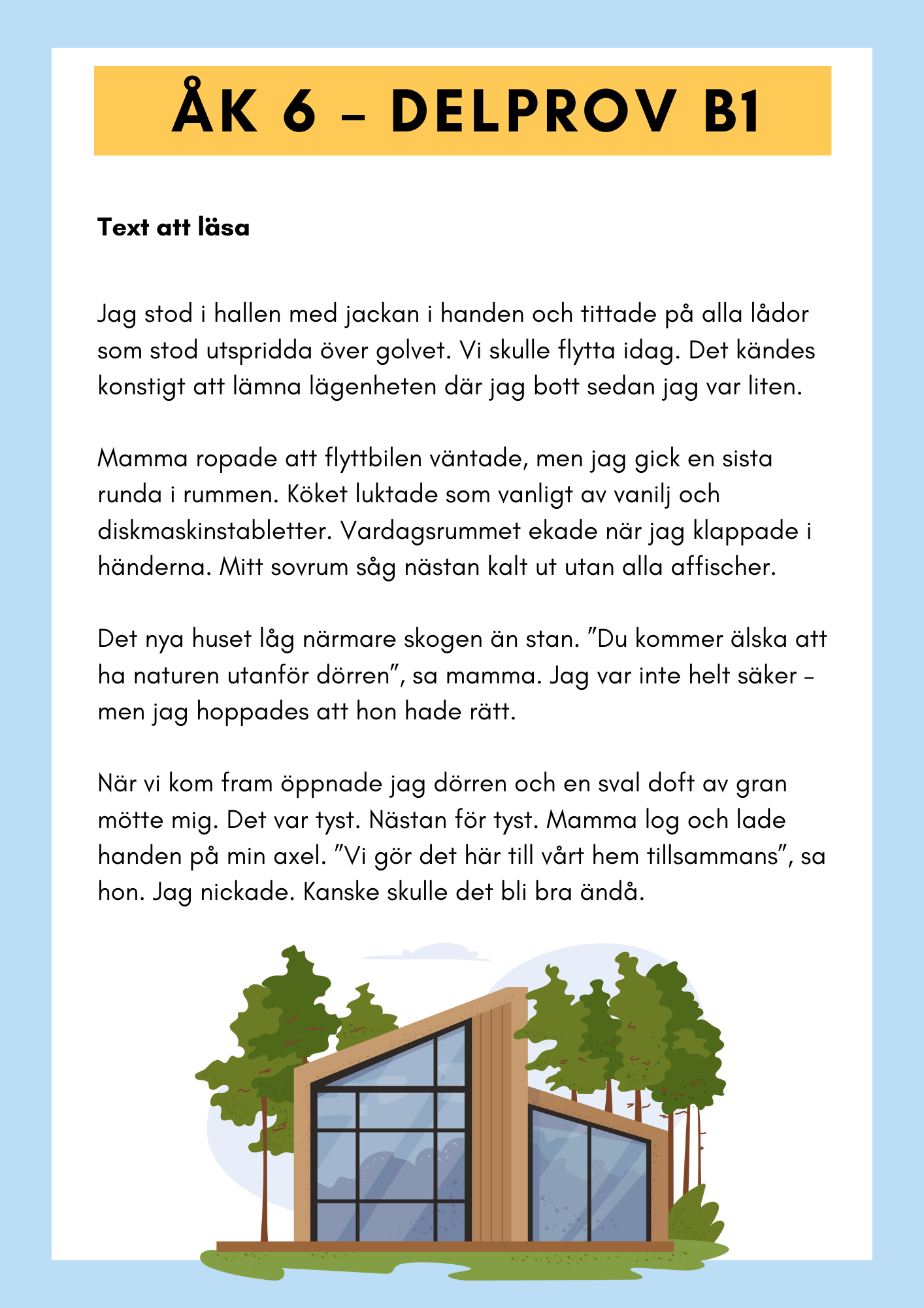 Träna inför nationella provet – Läsförståelse Åk 6 (Delprov B1 & B2) + FACIT