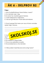 Träna inför nationella provet – Läsförståelse Åk 6 (Delprov B1 & B2) + FACIT