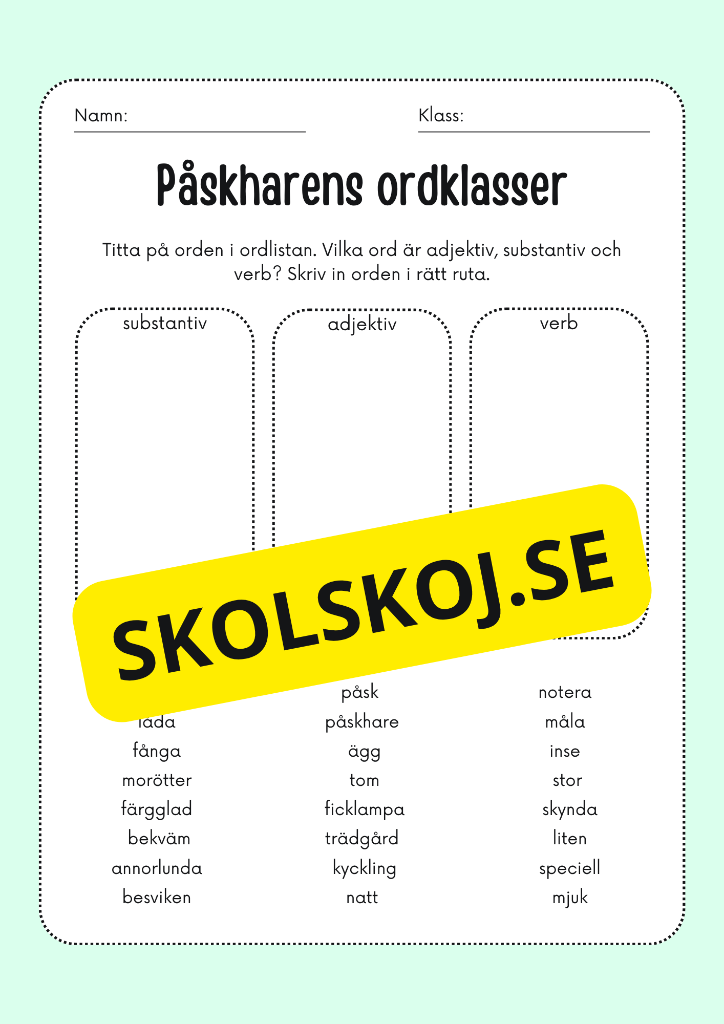Låt oss fånga påskharen - Svenska - Årskurs 3 - 4